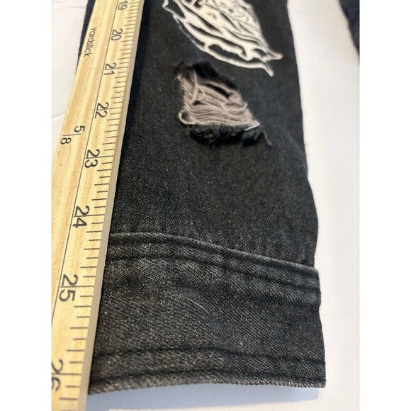 Men's M Society Mad City Politically Incorrect Washed Denim Distress Jacket Med - Picture 8 of 8